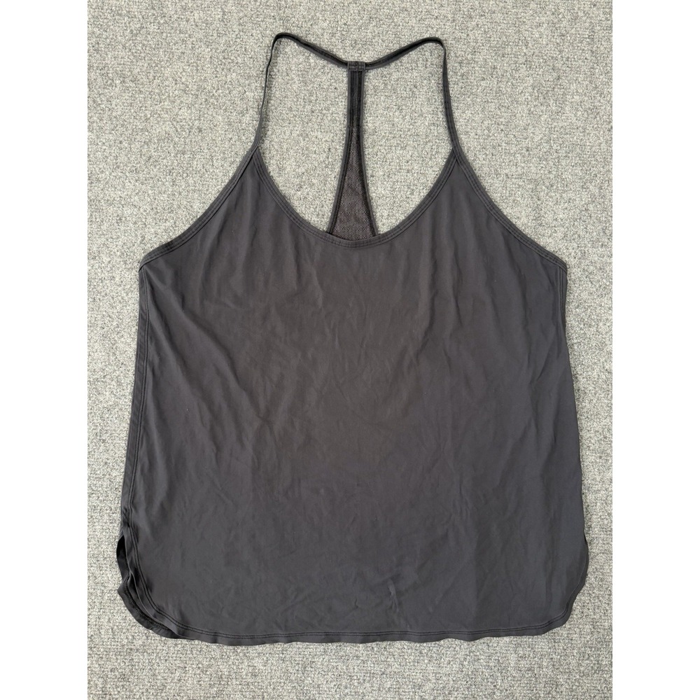 Lululemon Delicate Day Tank Women's Size 8 Black Mesh Racerback Yoga Top Relaxed